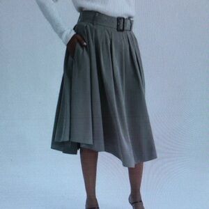 Women’s Olive Belted Midi Skirt